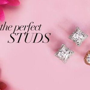 Picture Perfect CZ Studs- Silvertone